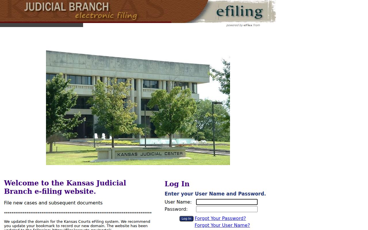 Kansas eFlex filing portal used for Butler County court filings