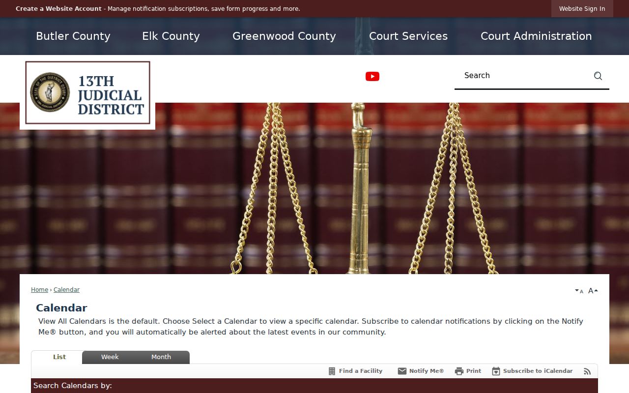 Butler County court calendar and hearing date interface