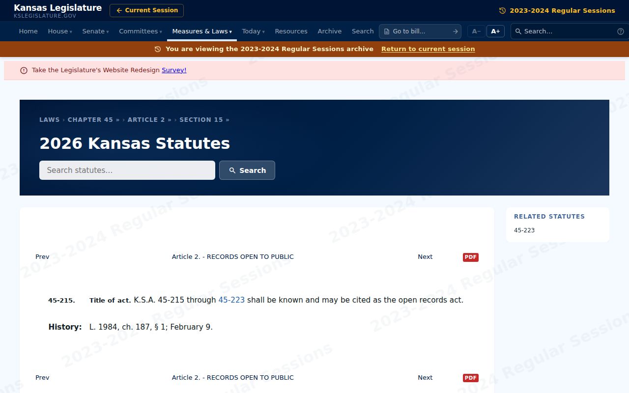 Kansas Open Records Act policy for Butler County court records requests