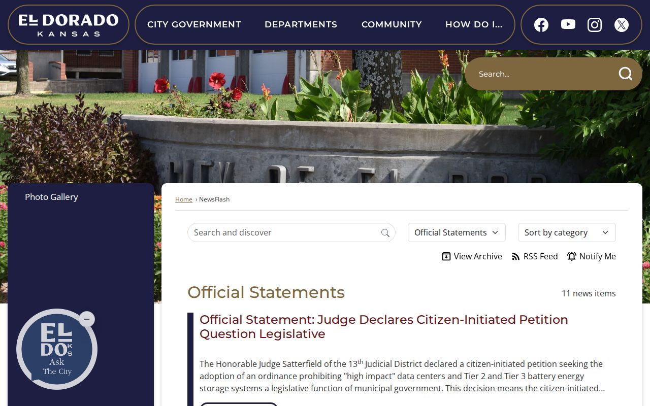 El Dorado notice explaining Butler County Kansas CaseSearch steps