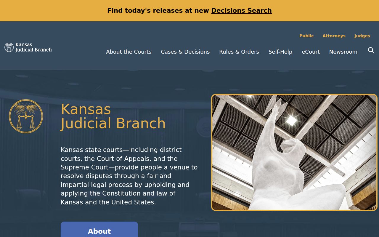 Kansas Judicial Branch home page for Butler County court access