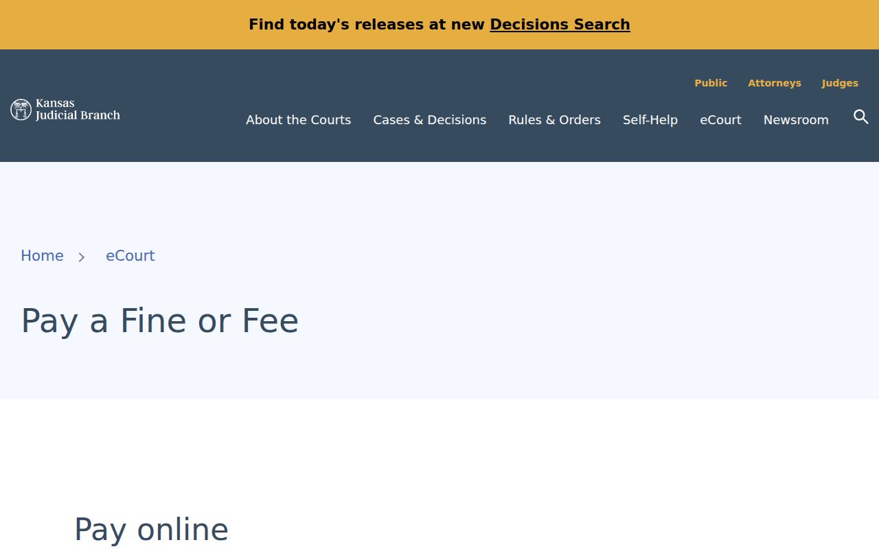 Kansas Judicial Branch fine and fee payment guidance for Butler County